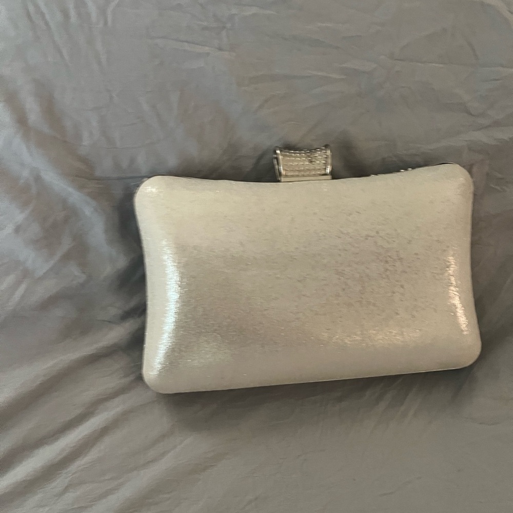 Silver Crystal Embellished Evening Clutch - Women Bags - Picture 4 of 5